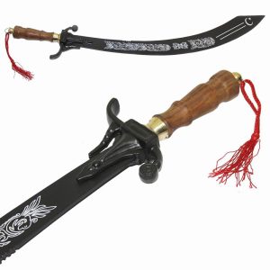 Scimitar Belly Dance Sword Black Coating Color Blade with Natural Wood Handle