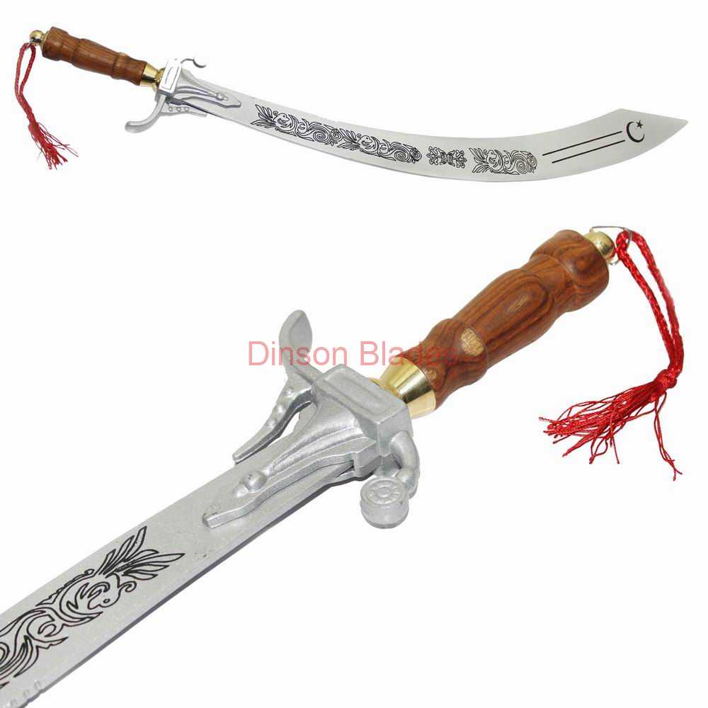 Scimitar Belly Dance Sword Silver Blade Coating Color with Silver Natural Wood Handle