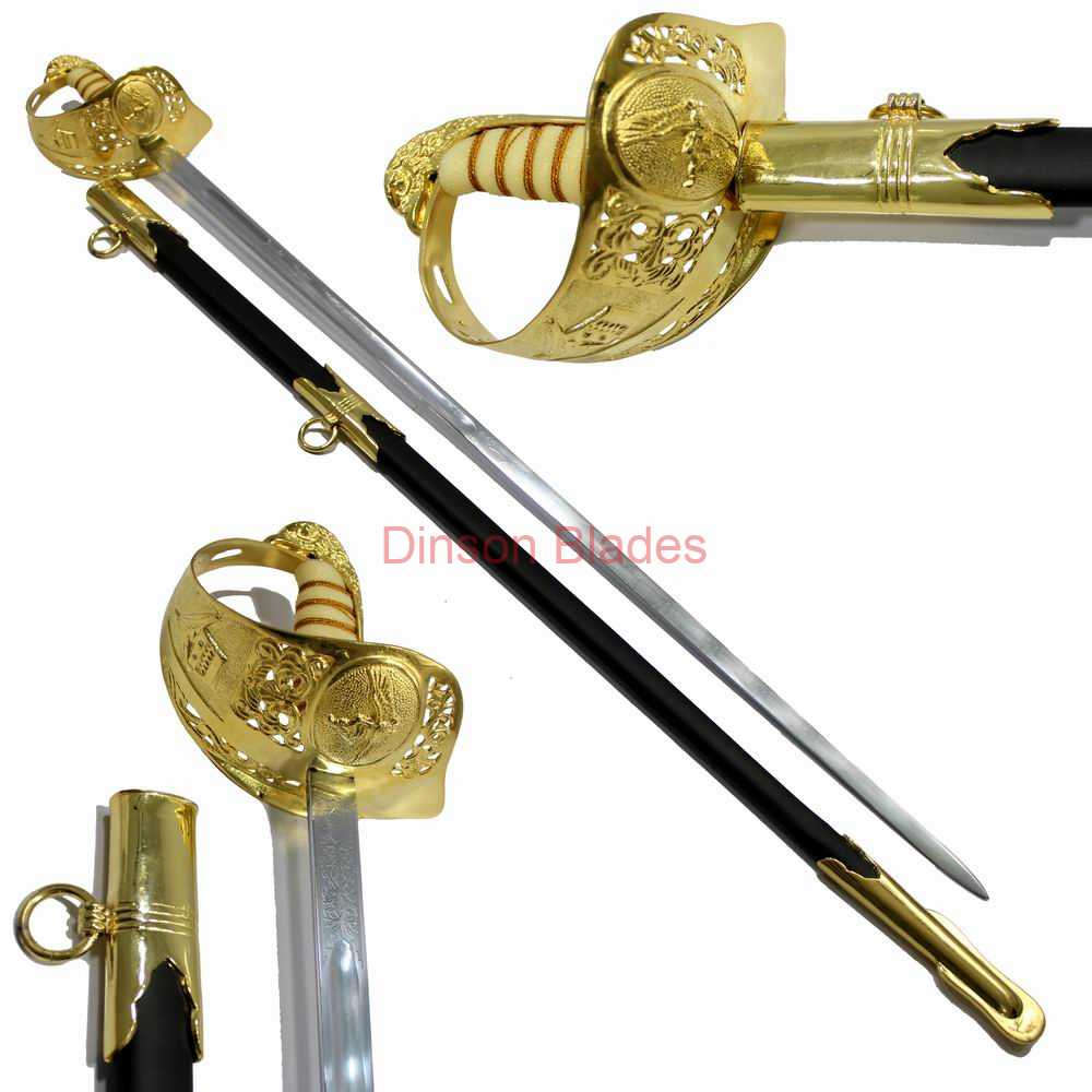 Army sword 24-Carat Gold Plating Guard and Hilt with Scabbard