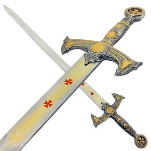 Templar Knights Sacred Holy Longsword Ornate Steel Replica Medieval Sword Red Cross