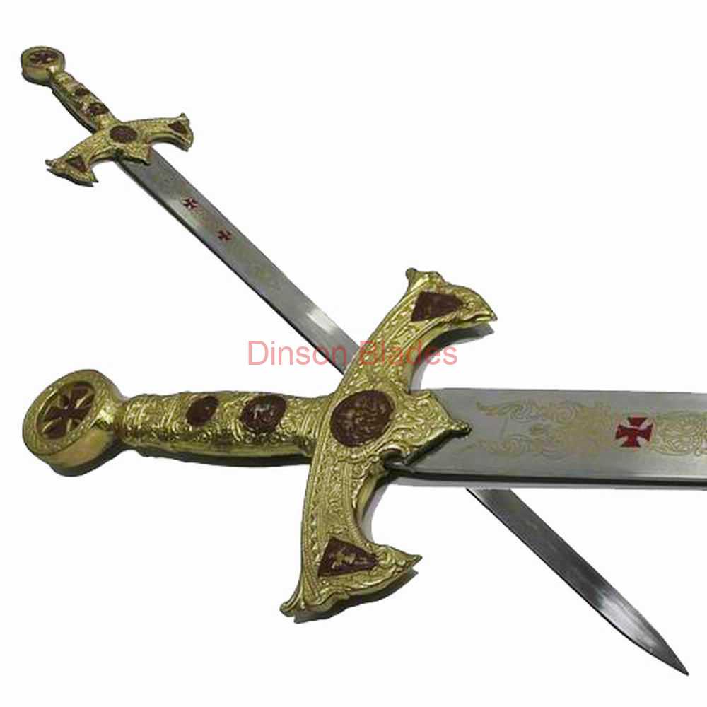Templar Knights Sacred Holy Longsword Ornate Steel Replica Medieval Sword Red Cross