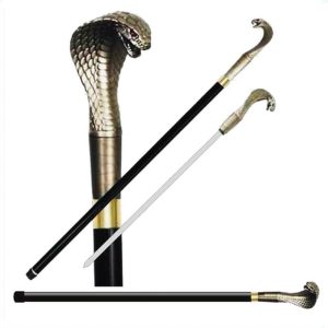 Cobra Cane Sword Handle with Red Eyes Stone