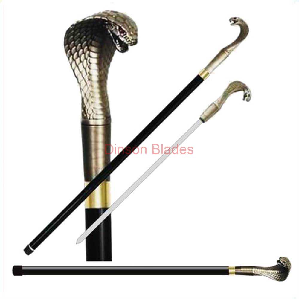 Cobra Cane Sword Handle with Red Eyes Stone
