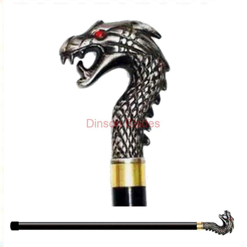 Dragon Cane Sword Handle with Red Stone Eyes