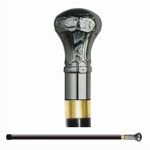 Gray (BW) Round Cane Sword with Metal Handle