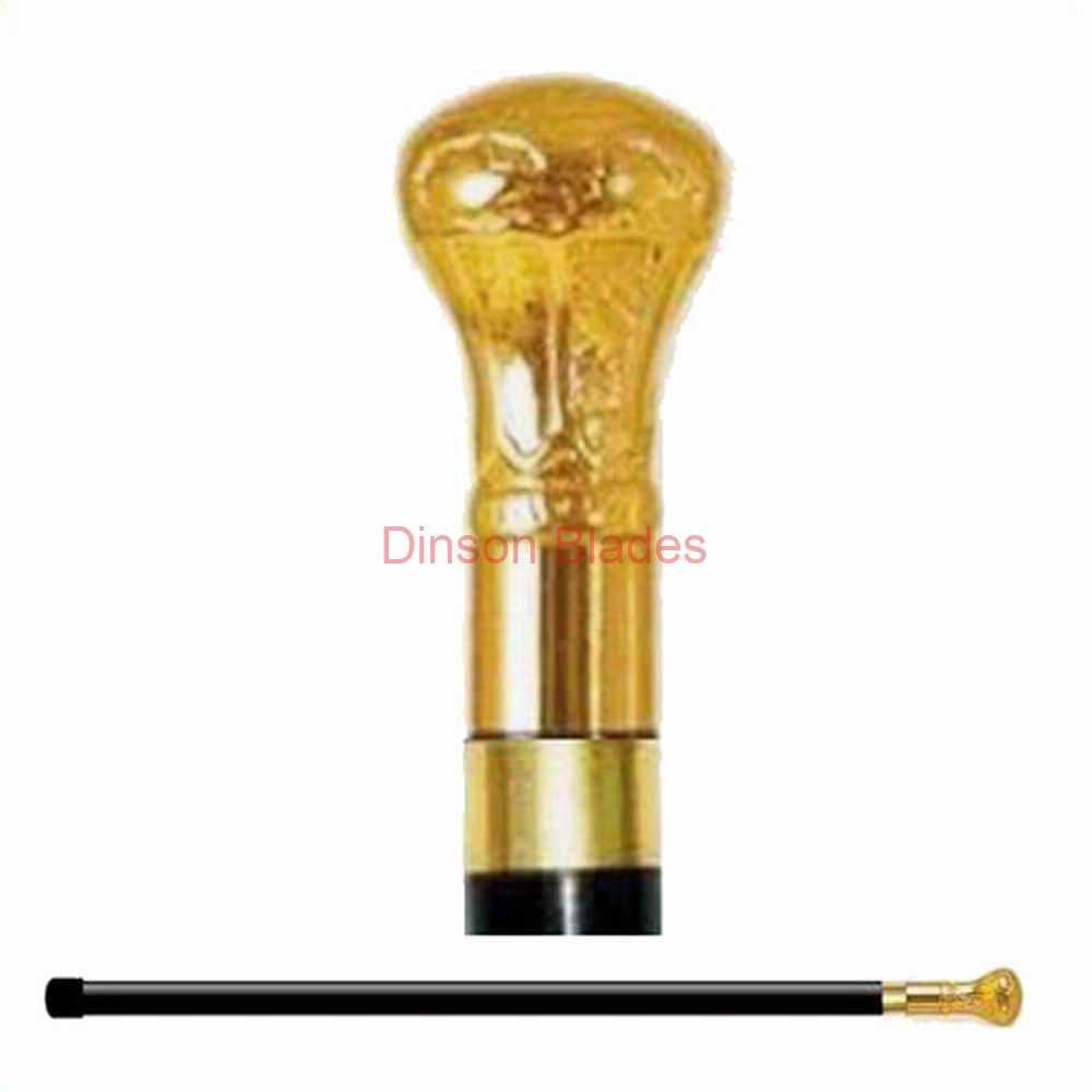 Gold Plating (Golden) Round Cane Sword with Metal Handle