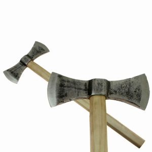 Medieval Michigan Double Bit Axe Straight Hickory Handle Carbon Steel Head